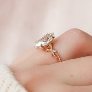 The Textured Twig Set With A 2 Carat Marquise Lab Diamond