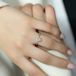The Textured Twig Set With A 2 Carat Marquise Lab Diamond