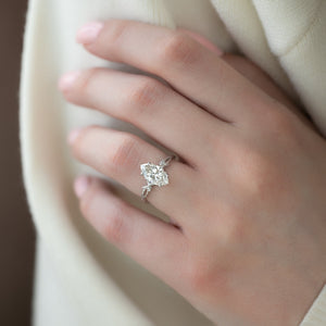 The Textured Twig Set With A 3 Carat Marquise Lab Diamond
