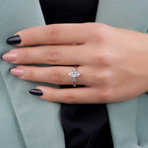 The Textured Twig Set With A 3 Carat Marquise Lab Diamond