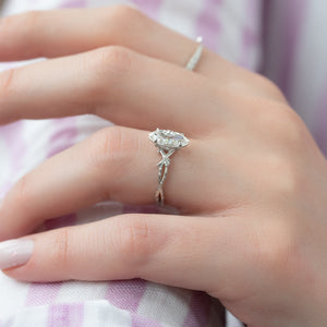 The Textured Twig Set With A 3 Carat Marquise Lab Diamond