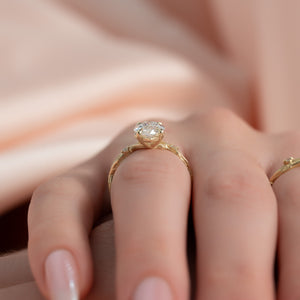 The Textured Twig Set With A Marquise Moissanite