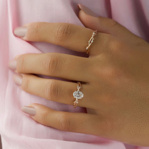 The Textured Twig Set With A 1 Carat Oval Lab Diamond