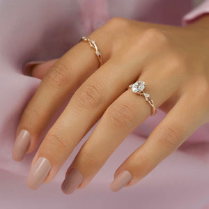 The Textured Twig Set With A 1 Carat Oval Lab Diamond