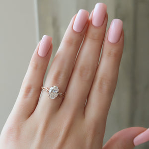 The Textured Twig Set With A 1 Carat Oval Lab Diamond