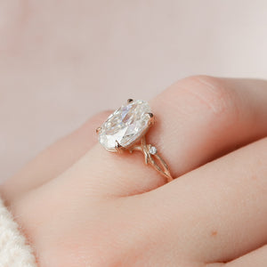 The Textured Twig Set With A 1 Carat Oval Lab Diamond