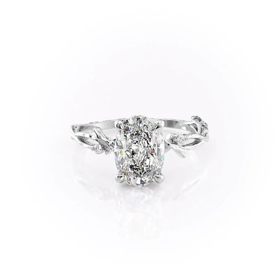 The Textured Twig Set With A 2.5 Carat Oval Moissanite