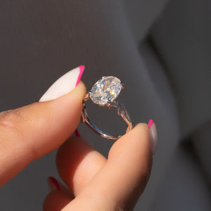 The Textured Twig Set With A 2 Carat Oval Lab Diamond