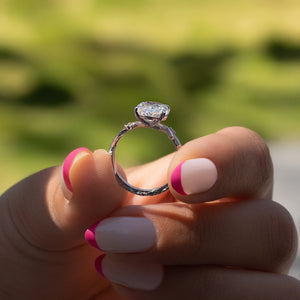 The Textured Twig Set With A 2 Carat Oval Lab Diamond