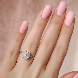 The Textured Twig Set With A 2 Carat Oval Lab Diamond