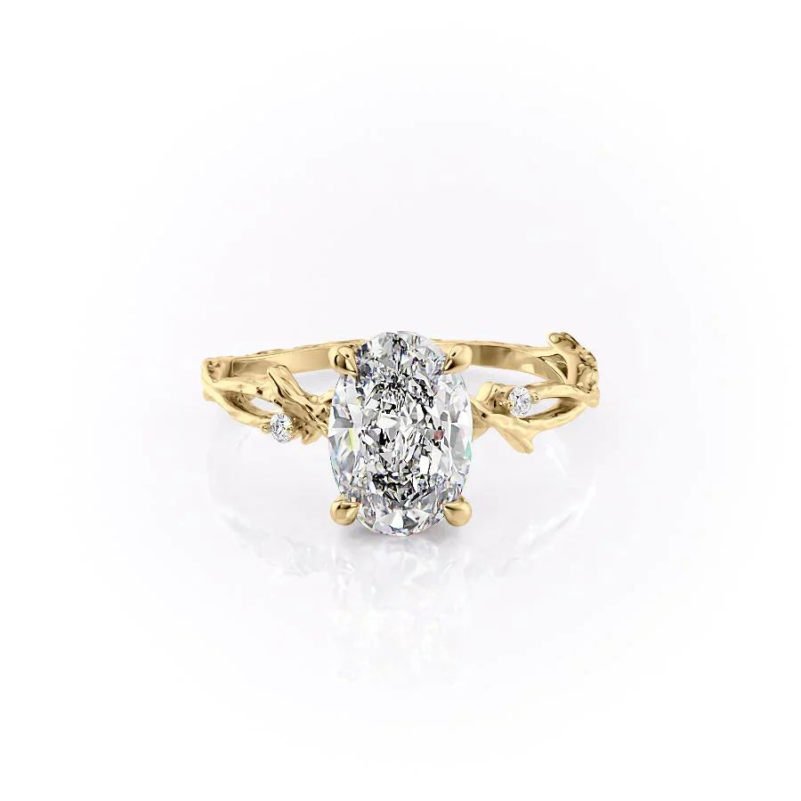 The Textured Twig Set With A 3 Carat Oval Lab Diamond