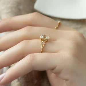 The Textured Twig Set With A 2 Carat Oval Lab Diamond