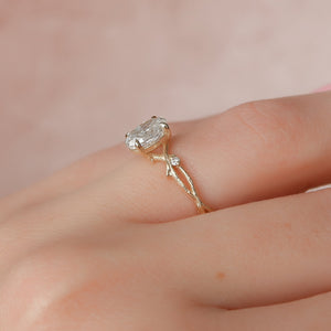 The Textured Twig Set With A 2 Carat Oval Lab Diamond