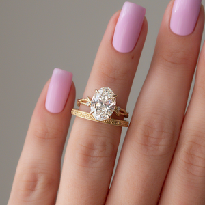 The Textured Twig Set With A 1 Carat Oval Moissanite