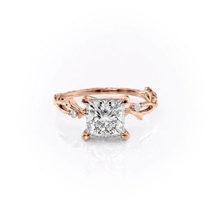 The Textured Twig Set With A 2.5 Carat Princess Moissanite