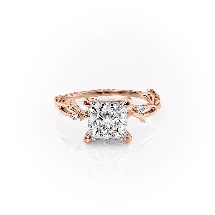 The Textured Twig Set With A 2 Carat Princess Lab Diamond