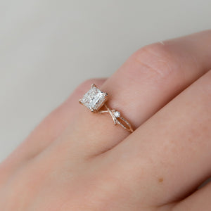 The Textured Twig Set With A 1 Carat Princess Lab Diamond