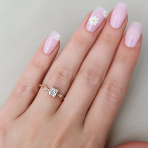 The Textured Twig Set With A 1 Carat Princess Lab Diamond