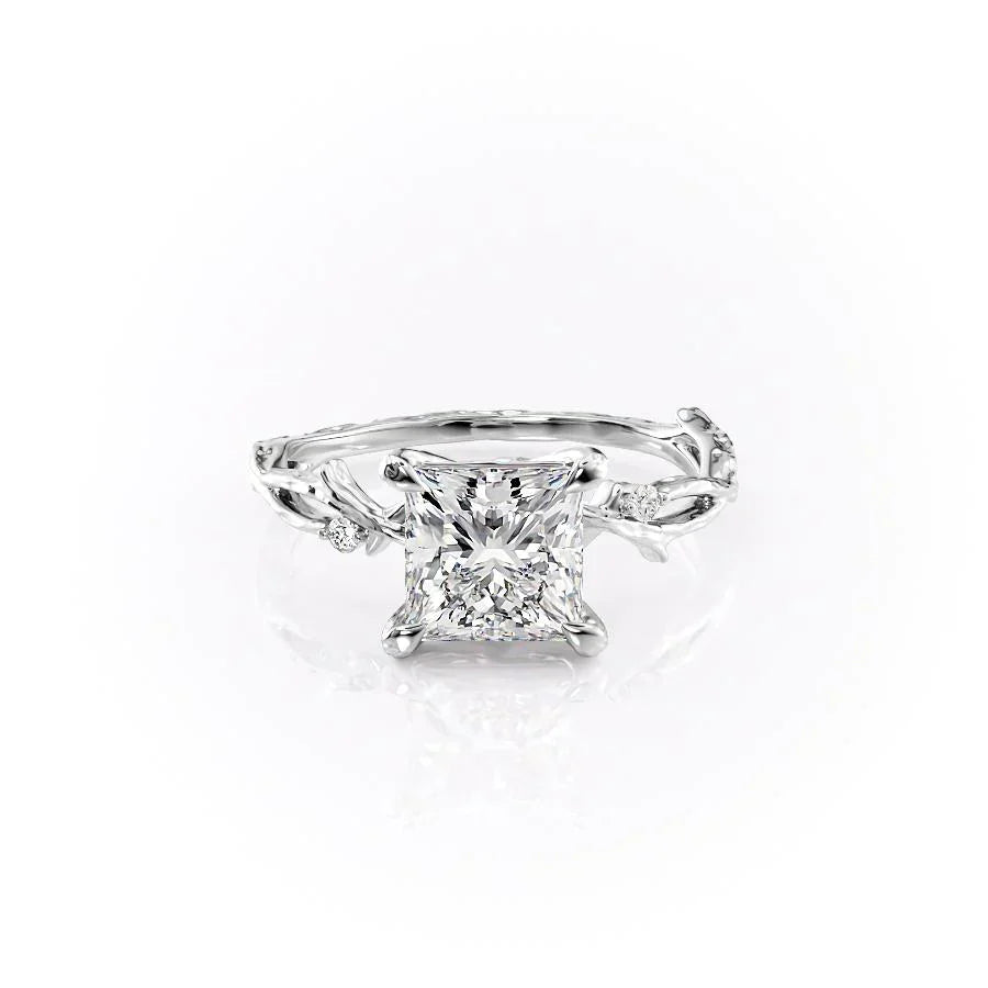 The Textured Twig Set With A 1.5 Carat Princess Moissanite