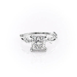 The Textured Twig Set With A 2.5 Carat Princess Lab Diamond