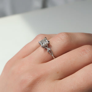 The Textured Twig Set With A 2 Carat Princess Lab Diamond