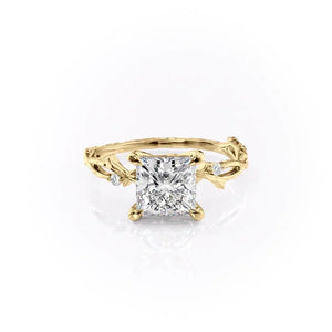 The Textured Twig Set With A 2.5 Carat Princess Moissanite