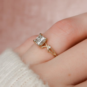 The Textured Twig Set With A Princess Moissanite