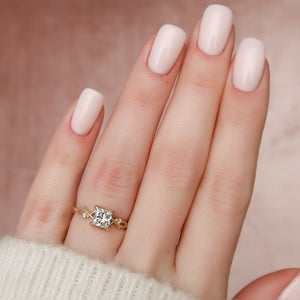 The Textured Twig Set With A Princess Moissanite