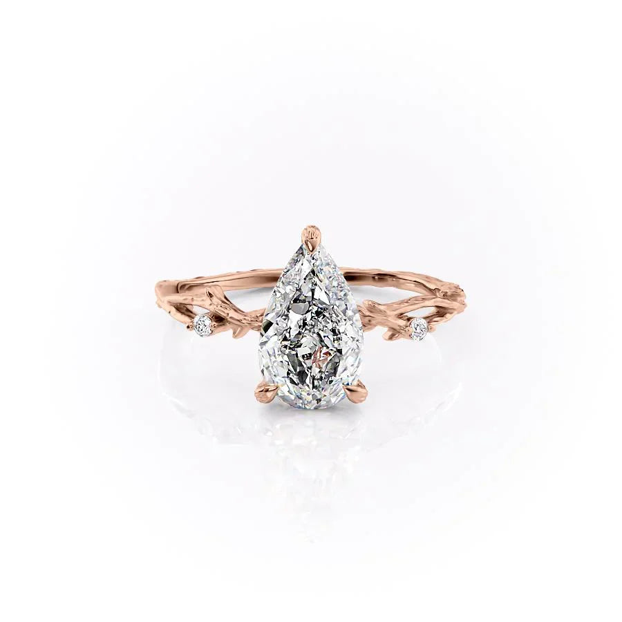 The Textured Twig Set With A 3.5 Carat Pear Moissanite