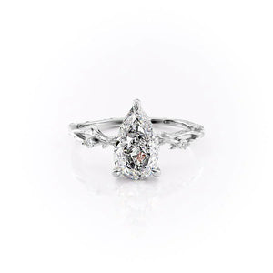 The Textured Twig Set With A 1.5 Carat Pear Lab Diamond
