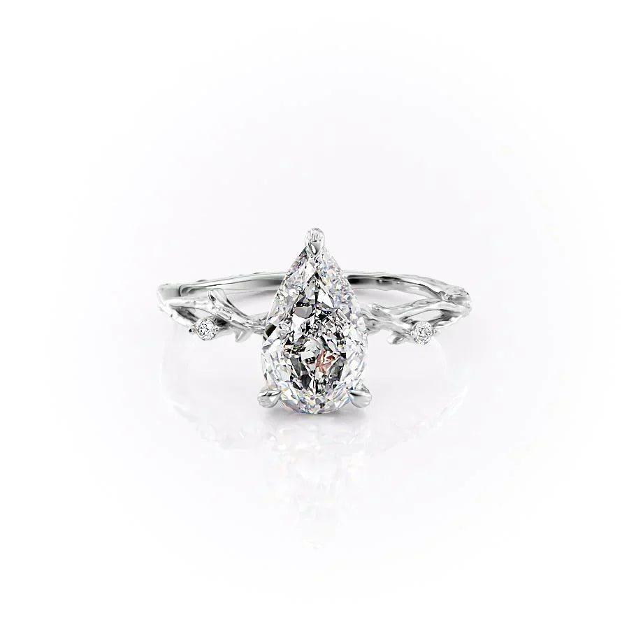 The Textured Twig Set With A 3.5 Carat Pear Moissanite
