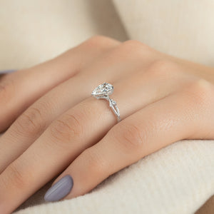The Textured Twig Set With A 1 Carat Pear Lab Diamond