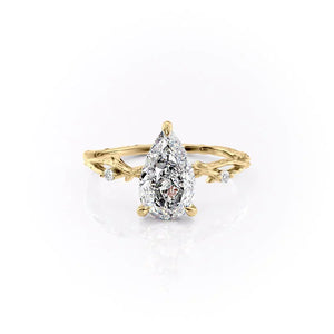 The Textured Twig Set With A 1.5 Carat Pear Moissanite