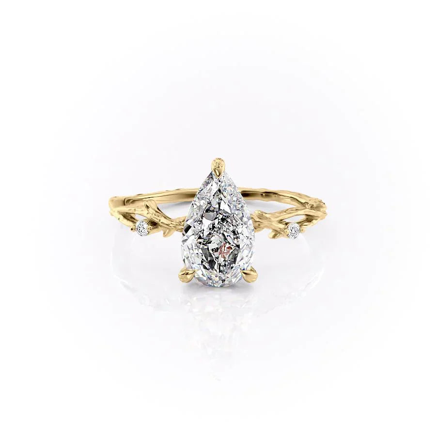 The Textured Twig Set With A 1.5 Carat Pear Lab Diamond