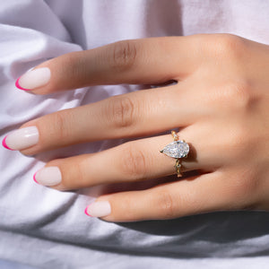 The Textured Twig Set With A 2 Carat Pear Lab Diamond