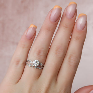 The Textured Twig Set With A 3 Carat Round Lab Diamond