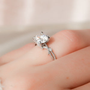 The Textured Twig Set With A 3 Carat Round Lab Diamond
