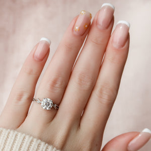 The Textured Twig Set With A 3 Carat Round Lab Diamond