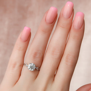 The Textured Twig Set With A 3 Carat Round Lab Diamond