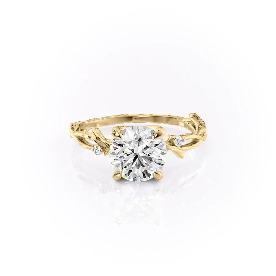 The Textured Twig Set With A 2 Carat Round Lab Diamond
