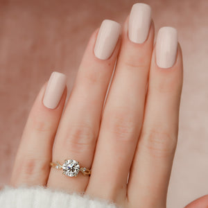 The Textured Twig Set With A 3 Carat Round Lab Diamond