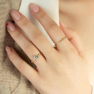 The Textured Twig Set With A 3 Carat Round Lab Diamond