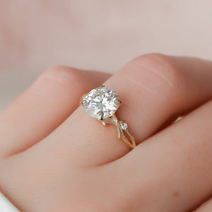 The Textured Twig Set With A 3 Carat Round Lab Diamond