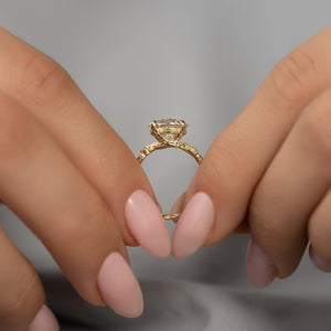 The Textured Twig Set With A 3 Carat Round Lab Diamond