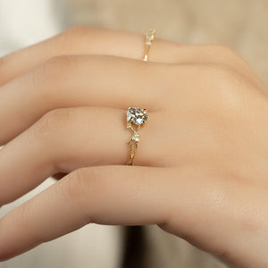 The Textured Twig Set With A 3 Carat Round Lab Diamond