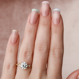 The Textured Twig Set With A 3 Carat Round Lab Diamond