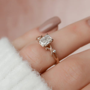 The Textured Twig Set With A 1 Carat Radiant Lab Diamond
