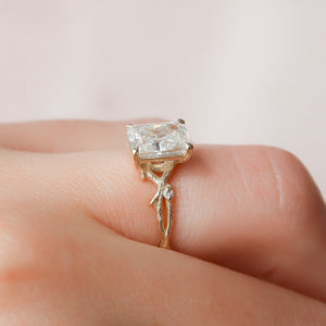 The Textured Twig Set With A 1.5 Carat Radiant Lab Diamond
