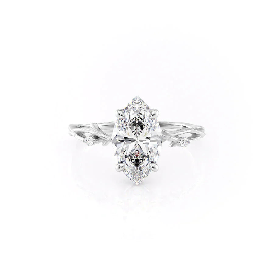 The Textured Twig Set With A 1.5 Carat Marquise Moissanite