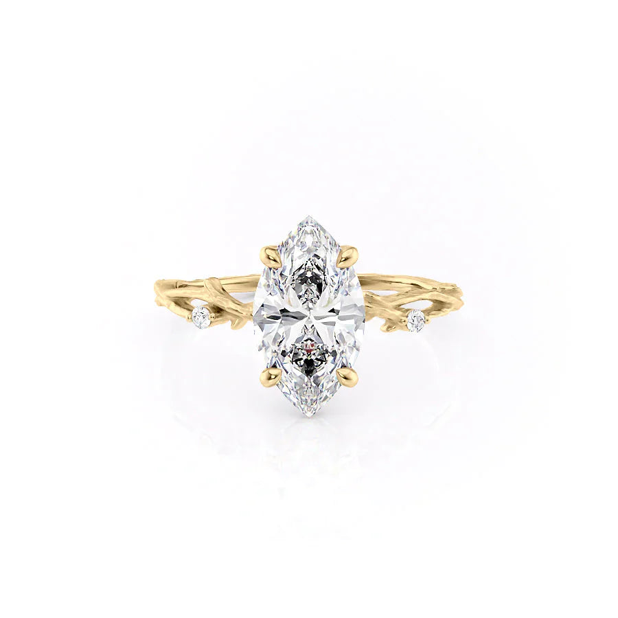 The Textured Twig Set With A 2 Carat Marquise Lab Diamond